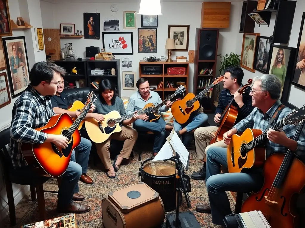 A diverse group of musicians collaborating during a COLORADO STAFF workshop, showcasing the organization's commitment to artistic development and community engagement.