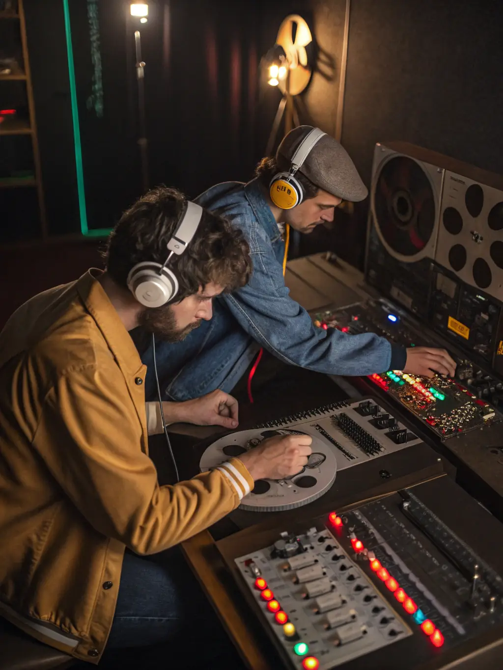 An image of a collaborative music project, showing artists working together in a studio setting, symbolizing COLORADO STAFF's support for collaborative artistic endeavors.